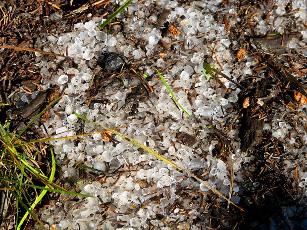 Hail left from another storm