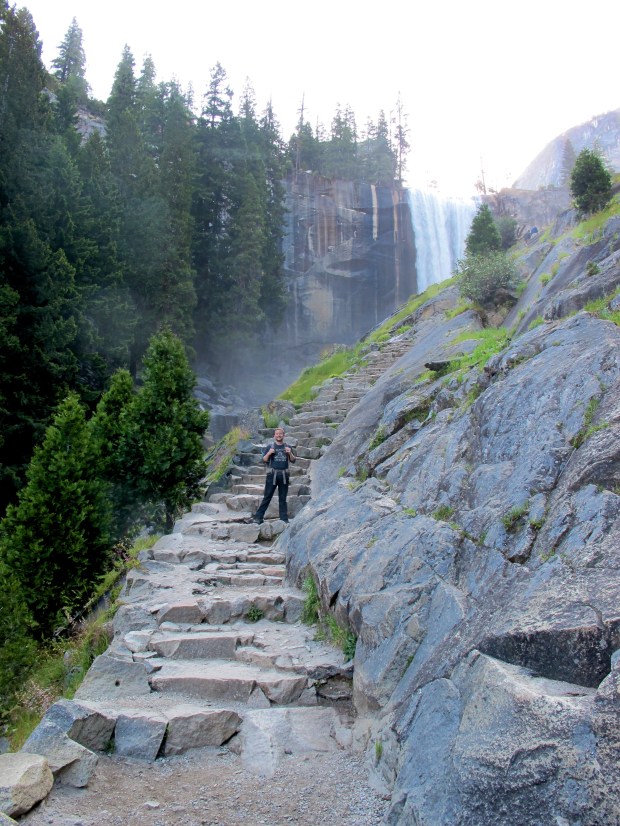 One of my adventure companions all smiles before starting up the stairs