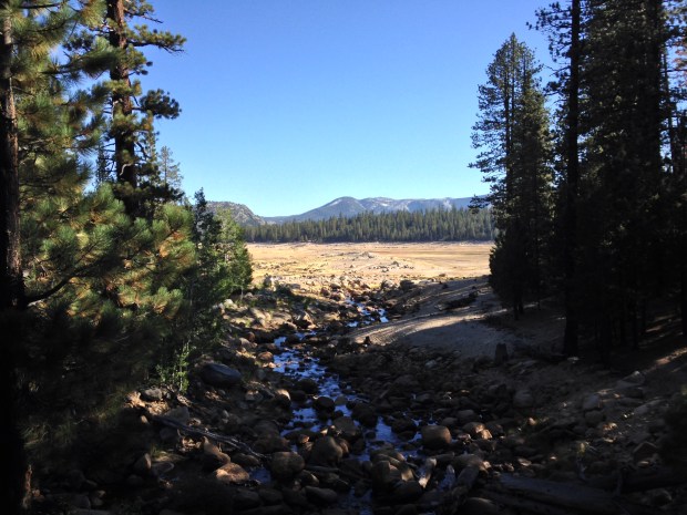 The brown flat is where Lake Edison is when there's not a drought.